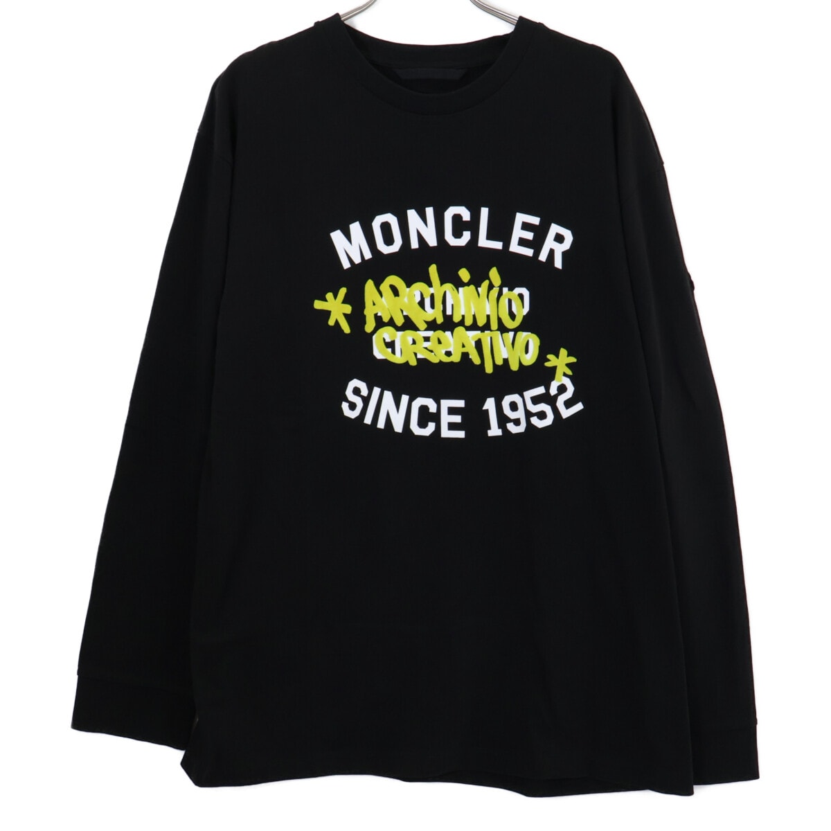モンクレール 23年 T-SHIRT LS ロゴプリント×ベロア ロンT L