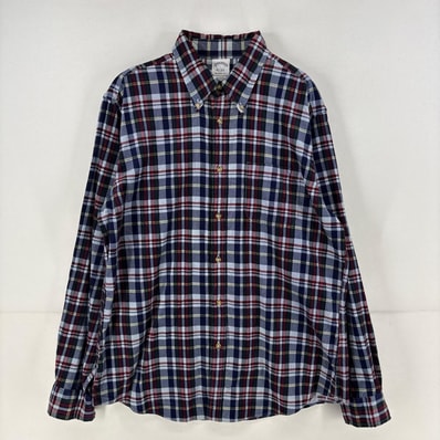 古着 ブルックスブラザーズ Brooks Brothers 長袖シャツ ボタンダウン 1818 コーデュロイ マルチカラー L ネイビー系 チェック メンズ