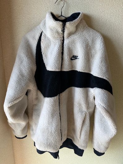 Nike Big Swoosh Reversible Boa Jacket "Sail/Dark Obsidian"