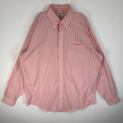 古着 ブルックスブラザーズ Brooks Brothers 長袖シャツ ボタンダウン 胸ポケ TRADITIONAL FIT L ピンク系 ストライプ メンズ