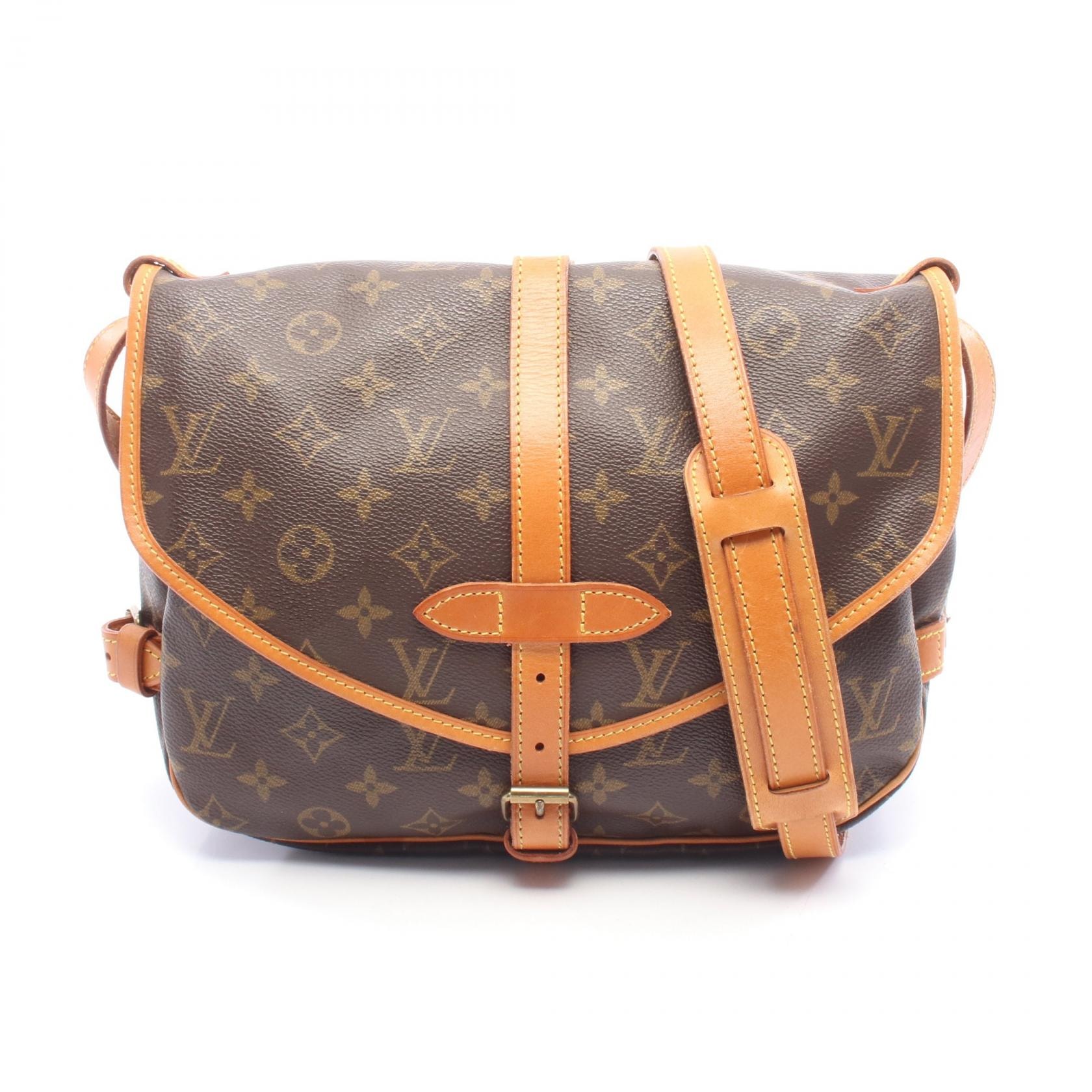 ルイ・ヴィトン LOUIS VUITTON ソミュール30 モノグラム ショルダーバッグ バッグ PVCコーティングキャンバス レザー モノグラム レディース ブラウン系 M42256 【中古】
