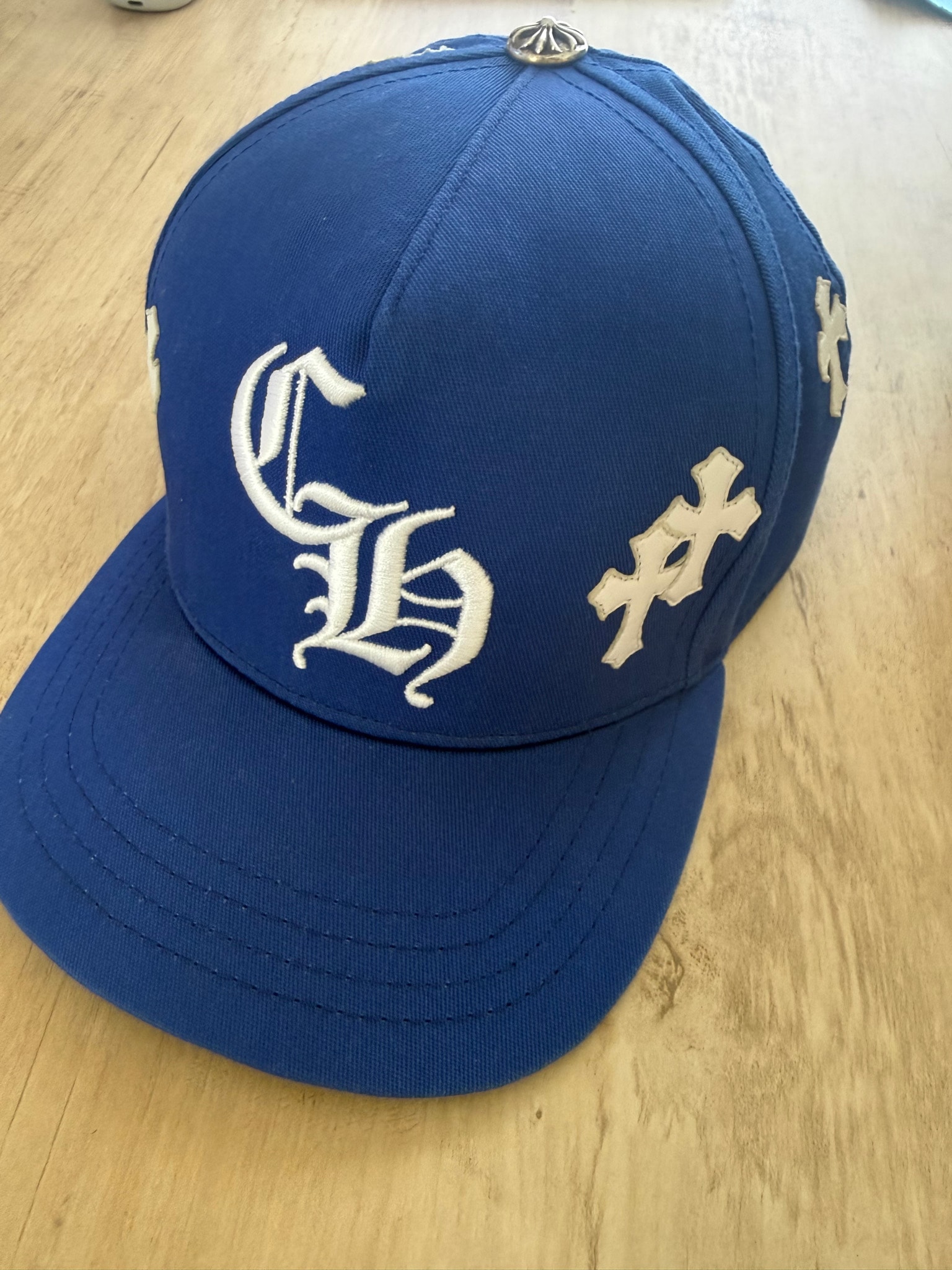 Chrome Hearts CH Hat Cross Patch Baseball Cap "Blue/White"