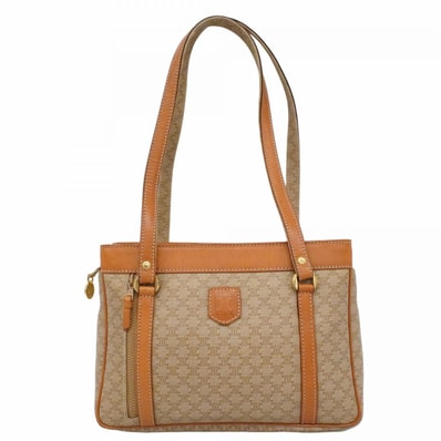 【6db1129-k】セリーヌ ショルダーバッグ マカダム PVC ブラウン ゴールド金具【中古】レディース