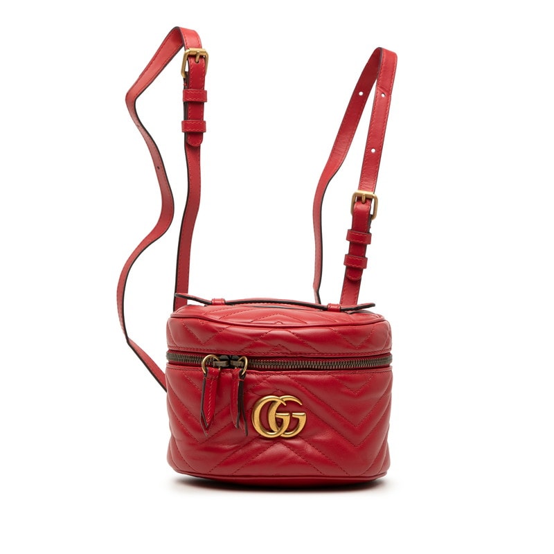 グッチ GGマーモント キルティング リュック バックパック バニティ 2WAY 598594 レッド レザー レディース GUCCI 【中古】