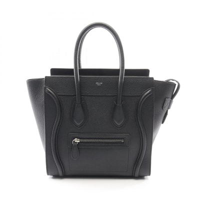 セリーヌ CELINE ラゲージ マイクロ ショッパー ハンドバッグ バッグ レザー レディース ブラック系 189793 【中古】