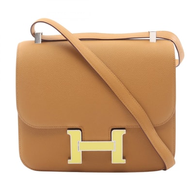 エルメス HERMES コンスタンス3 24 ショルダーバッグ バッグ レザー ヴォーエプソン ヴォーエプソン セサミ Y刻印(2020年製造) レディース ブラウン系 ライム 【中古】
