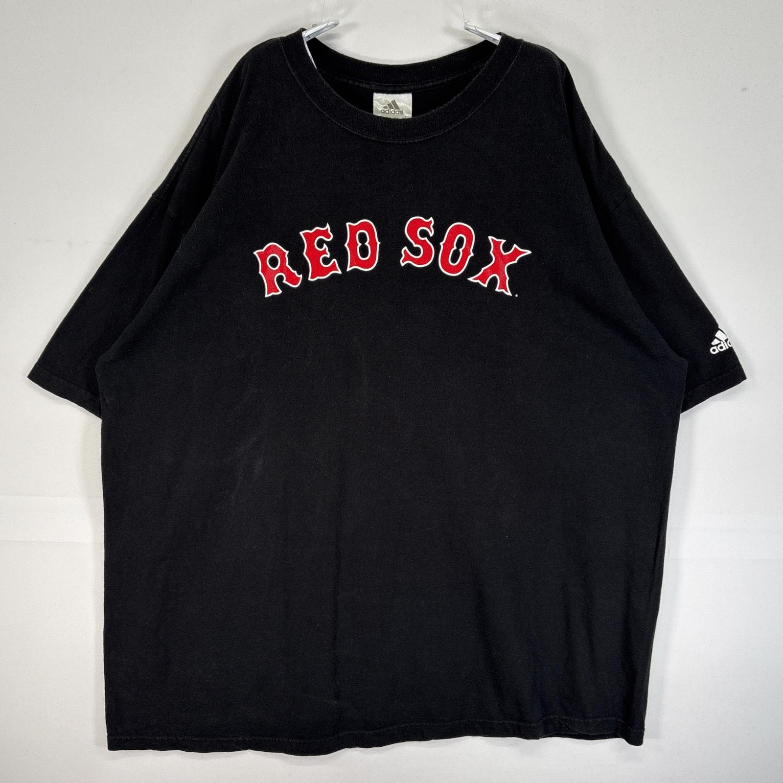 古着 アディダス adidas 半袖Tシャツ MLB レッドソックス 両面 袖 ラバープリント 大きいサイズ 4XO ブラック メンズ