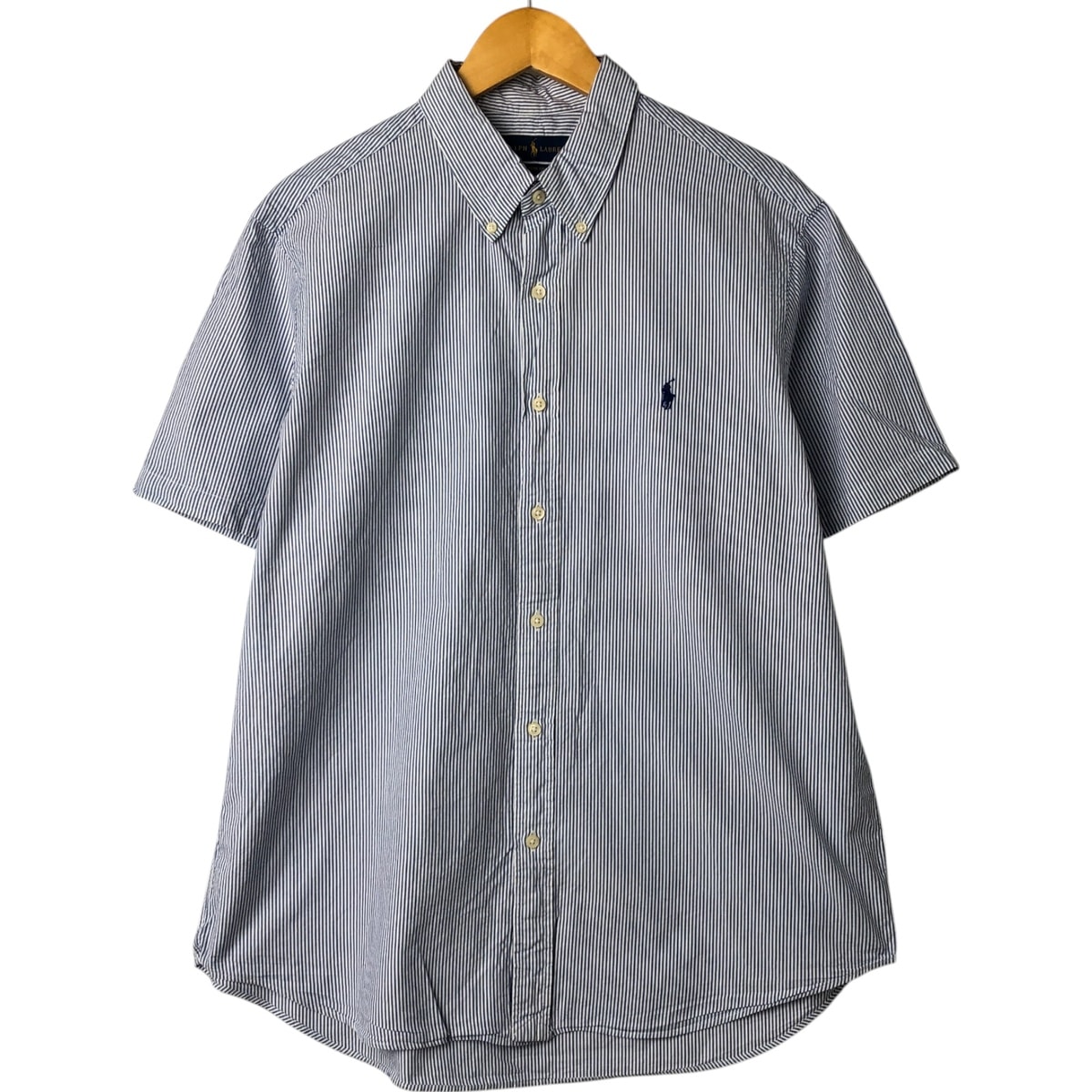 古着 ラルフローレン Ralph Lauren CLASSIC FIT 半袖 ボタンダウン ストライプシャツ メンズXL相当/eaa544200