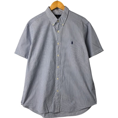 古着 ラルフローレン Ralph Lauren CLASSIC FIT 半袖 ボタンダウン ストライプシャツ メンズXL相当/eaa544200
