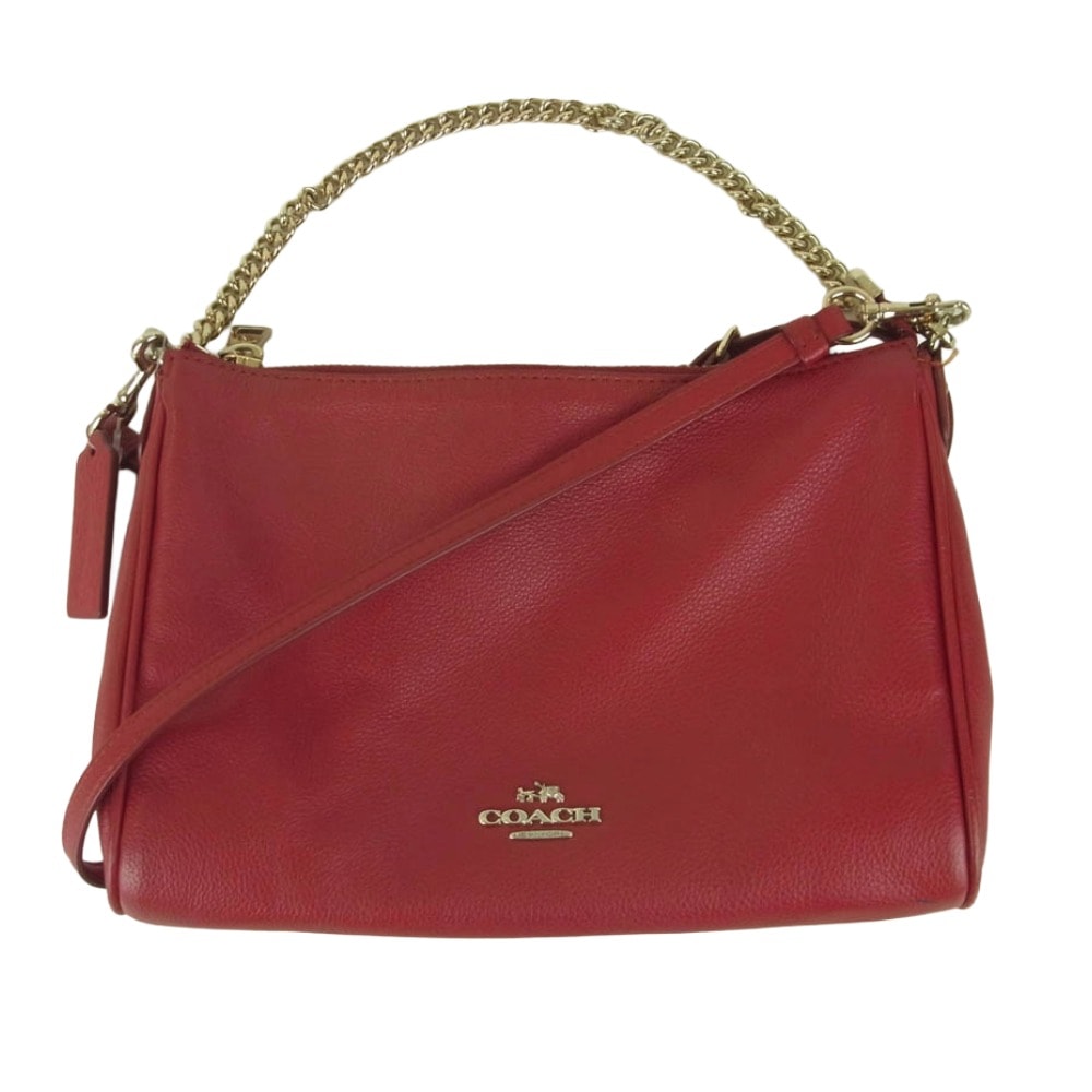 COACH コーチ 2WAY チェーン ハンドバッグ ショルダー バッグ 中国製 レッド系【中古】