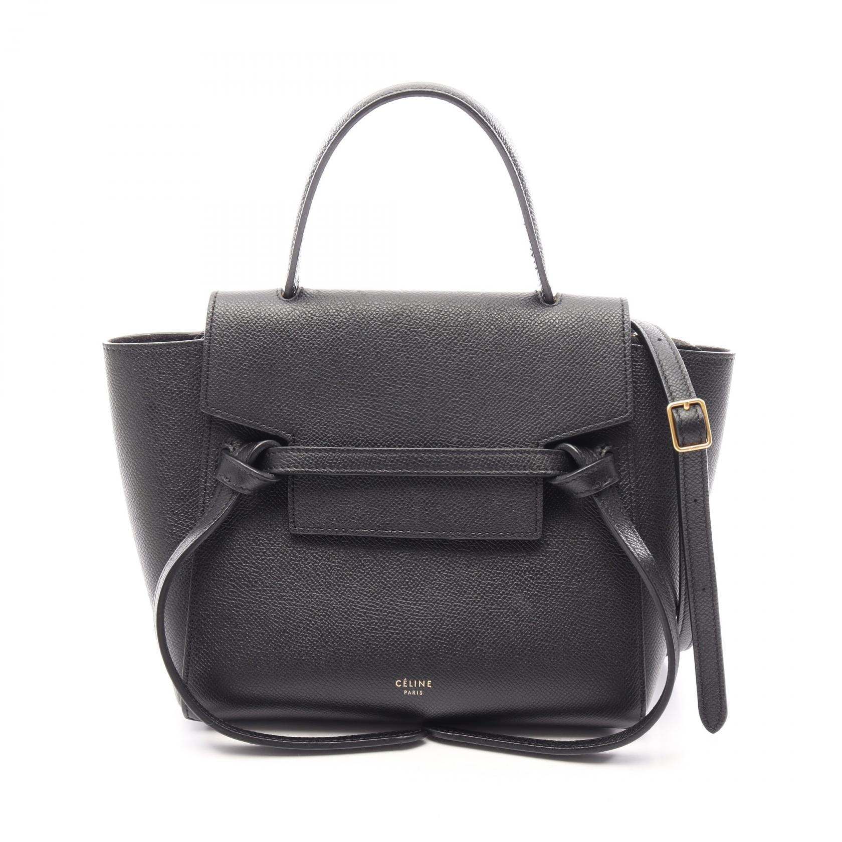セリーヌ CELINE BELT BAG NANO ベルトバッグ ナノ 2WAY ハンドバッグ バッグ レザー レディース ブラック系 185003 【中古】