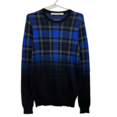 ジョンローレンスサリバン ブルー チェック柄 ニット