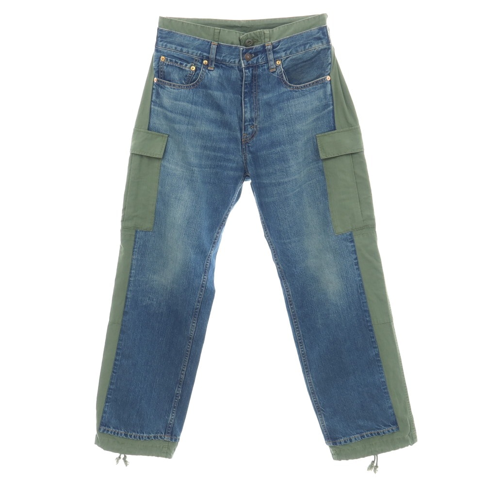 【中古】ジュンヤワタナベ JUNYA WATANABE × Levi's 2026年春夏 デニム×リップストップ ドッキング カーゴ デニムパンツ ブルーxオリーブグリーン【サイズS】【レディース】