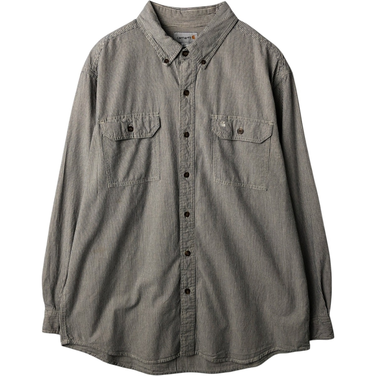 古着 カーハート Carhartt ストライプ柄 長袖 ボタンダウン ワークシャツ メンズXL相当/eaa635612