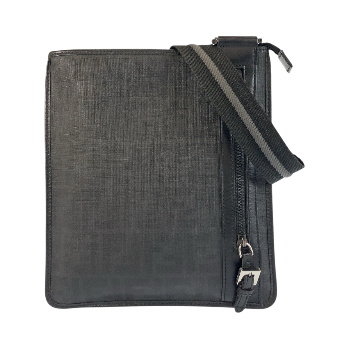 美品 FENDI フェンディ ズッカ ブラック 黒 シルバー金具 PVC レザー/ ショルダーバッグ ポシェット 506048 【中古】