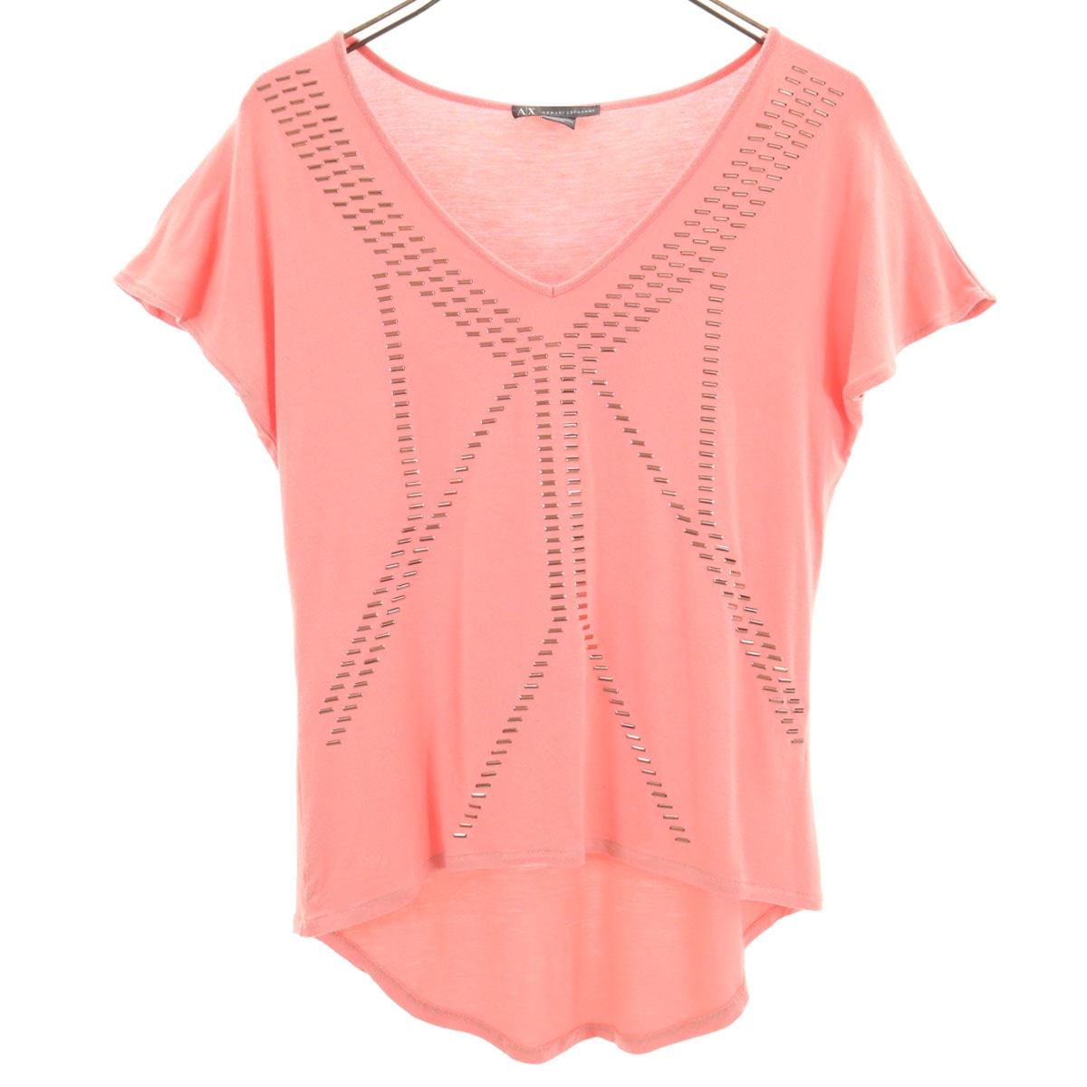ARMANI EXCHANGE アルマーニエクスチェンジ フレンチスリーブ Vネック カットソー XS ピンク