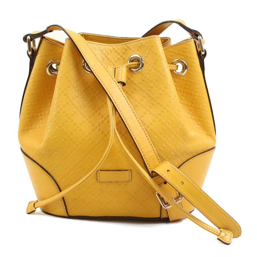 グッチ GUCCI ショルダーバッグ ディアマンテ レザー イエロー レディース 354229【中古】 e61402a