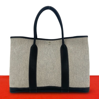 HERMES エルメス ガーデンパーティ PM トワルアッシュ ネゴンダ ハンドバッグ グレー
307-8