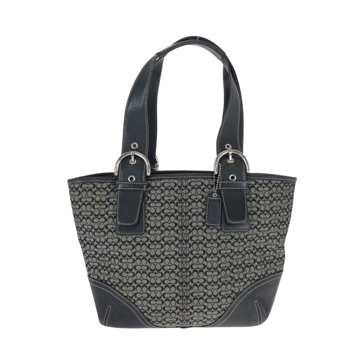 美品 COACH コーチ ミニシグネチャー ブラック 黒 グレー キャンバス レザー/ ショルダーバッグ ハンドバッグ 600895 【中古】