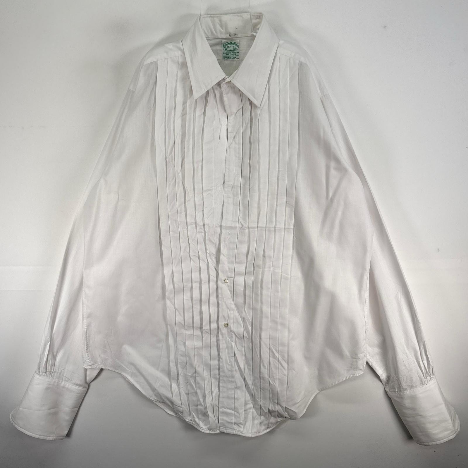 古着 60's~70's/60年代~70年代 ヴィンテージ ブルックスブラザーズ Brooks Brothers 長袖シャツ 6ボタン ドレスシャツ カフス L  ホワイト系 総柄 メンズ