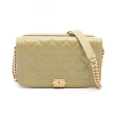 シャネル CHANEL ボーイシャネル フォンケース ショルダーバッグ バッグ キャビアスキン(グレインドカーフ) レディース カーキ系 【中古】