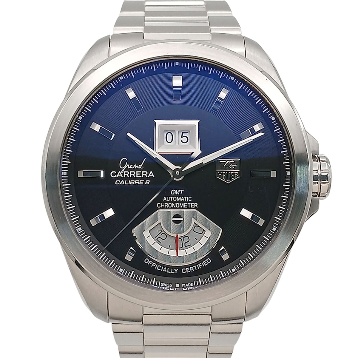 TAG HEUER タグホイヤー グランドカレラ GMT キャリバー8 43mm 自動巻き 腕時計 WAV5111.BA0901 ステンレススチール メンズ【中古】