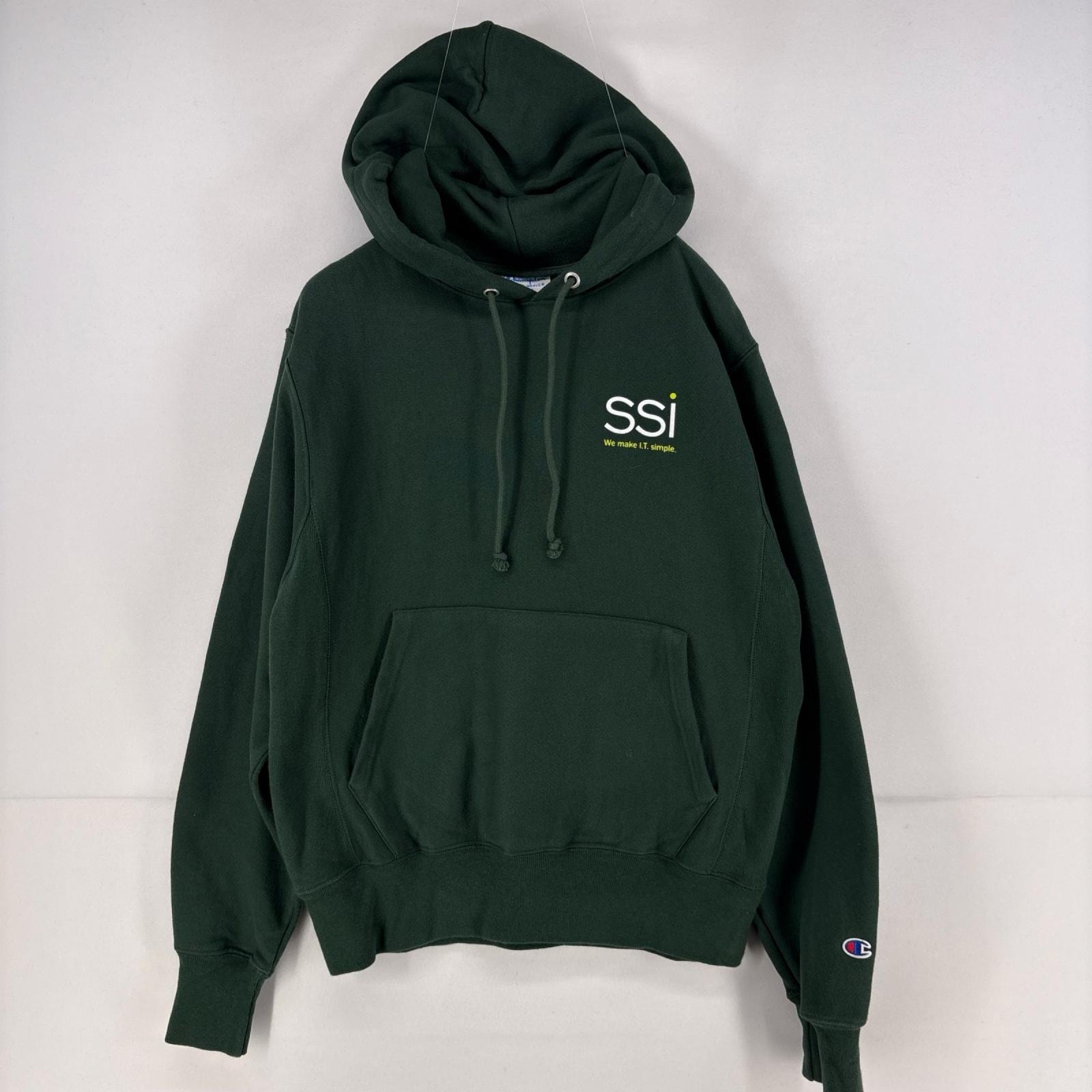 古着 チャンピオン Champion パーカー プルオーバー リバースウィーブ スウェット S  グリーン メンズ