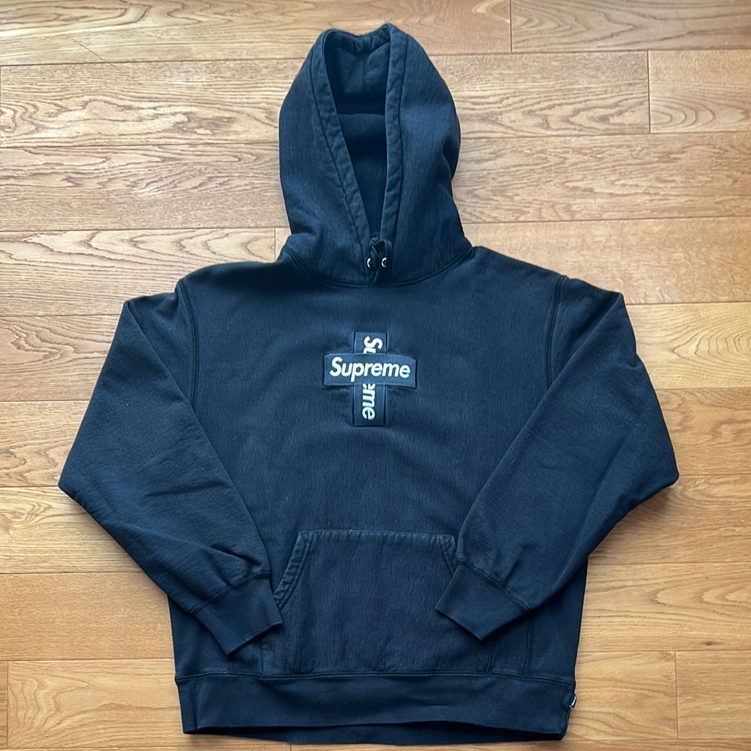 Supreme Cross Box Logo Hooded Sweatshirt "Black"