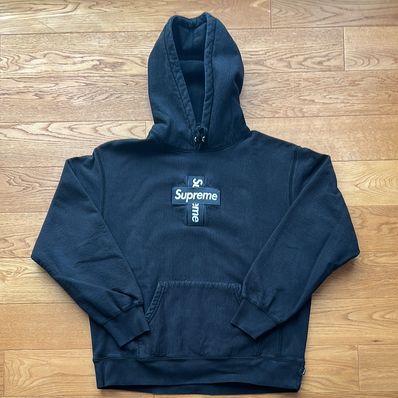Supreme Cross Box Logo Hooded Sweatshirt "Black"