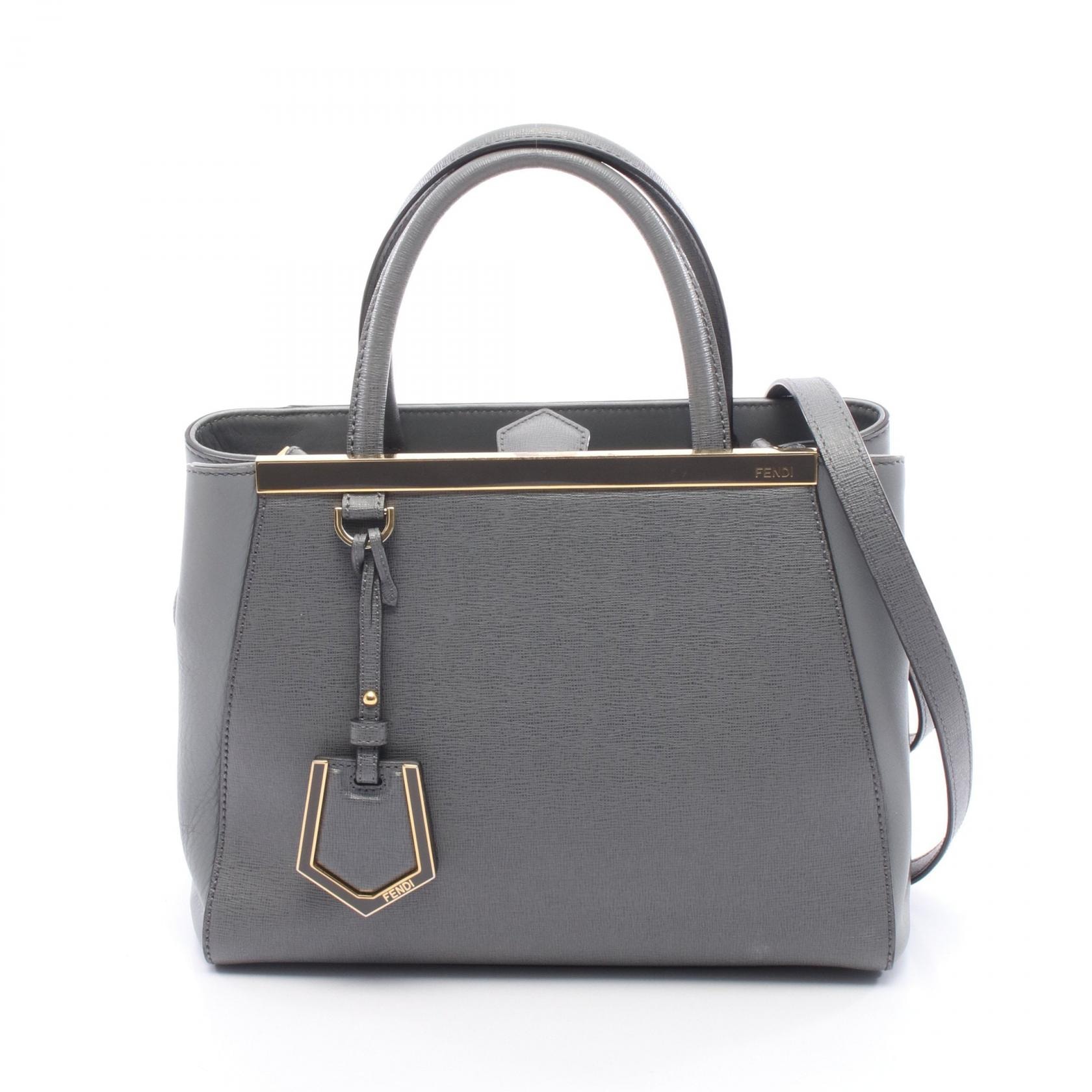 フェンディ FENDI PETITE 2JOURS プチ トゥージュール 2WAY ハンドバッグ バッグ レザー レディース グレー系 8BH253 【中古】