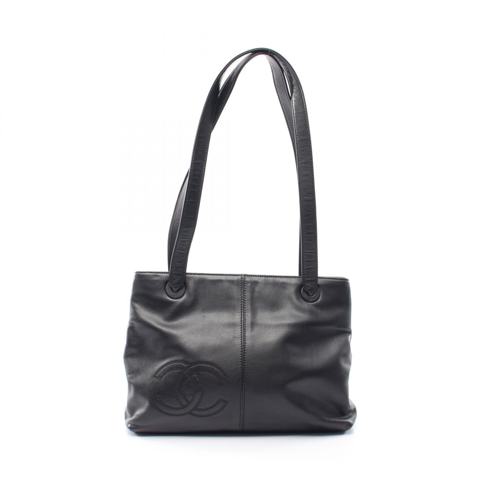 シャネル CHANEL ココマーク ブラウン金具 トートバッグ バッグ ラムスキン(羊革) レディース ブラック系 【中古】