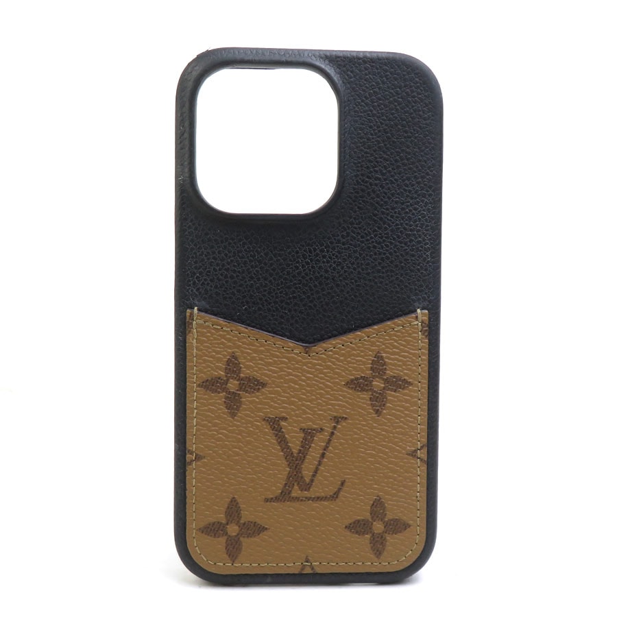 ルイ ヴィトン LOUIS VUITTON スマートフォンケース iPhone15 PROケース モノグラム リバース モノグラム バンパー/モノグラム リバース ブラック/ブラウン ユニセックス M82889【中古】 56732k