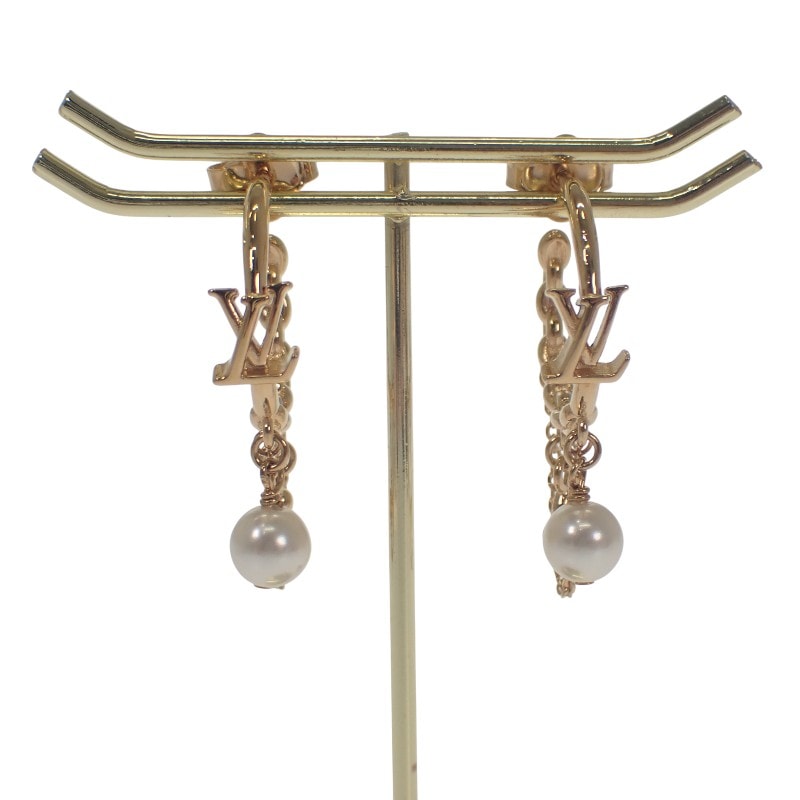 Louis Vuitton Blooming Pearls Earrings Monogram Flower LV Initial "Dore"