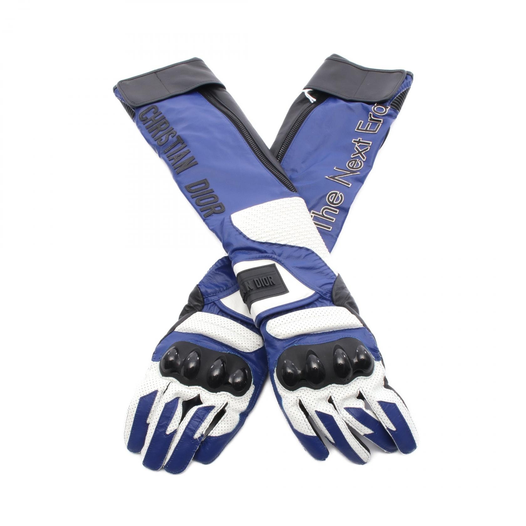 ディオール Dior ロンググローブ 手袋 衣料品 レザー レディース ブルー系 / ブラック系 / ホワイト系 25GLO750G900529S 【中古】