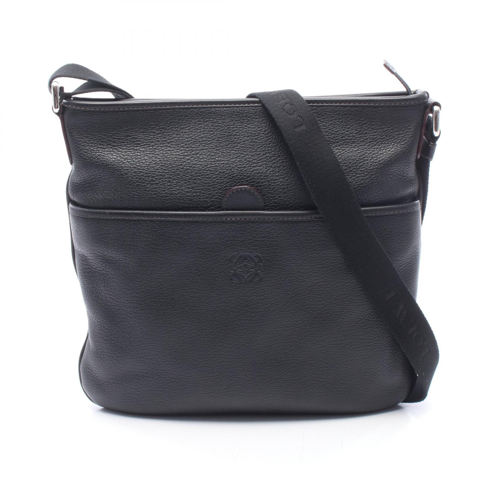 ロエベ LOEWE アナグラム ショルダーバッグ バッグ レザー メンズ ブラック系 【中古】