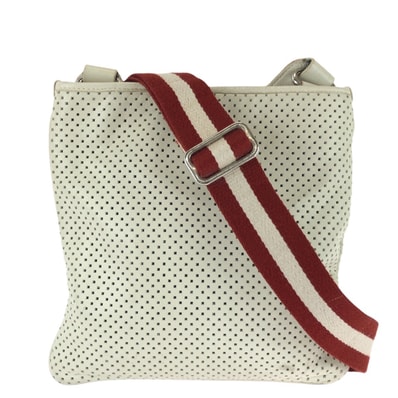 美品 BALLY バリー パンチングレザー ホワイト アイボリー シルバー金具 レザー ショルダーバッグ メッセンジャーバッグ 604256 【中古】