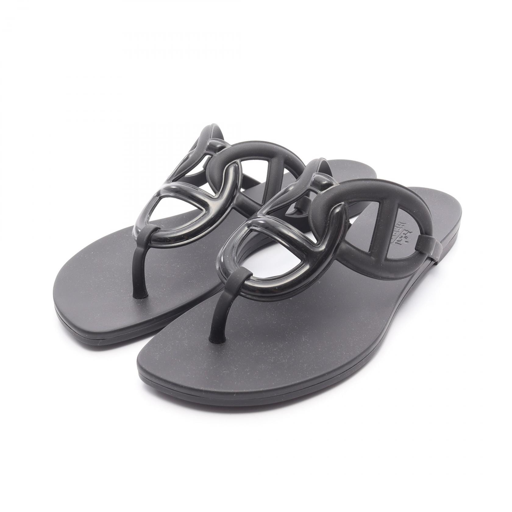 エルメス HERMES エジェリー サンダル 靴 ラバー レディース ブラック系 【中古】