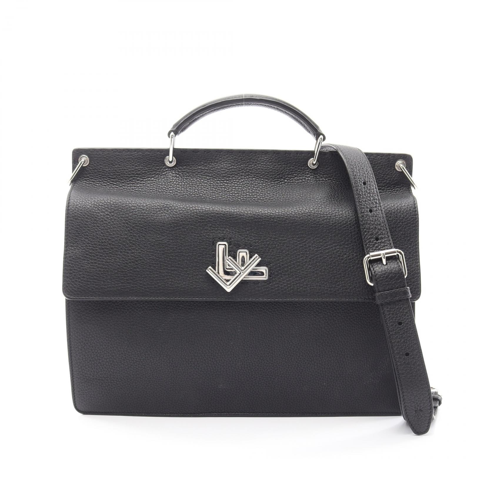 フェンディ FENDI セレリア FFターンロック 2WAY ビジネスバッグ バッグ レザー メンズ ブラック系 【中古】