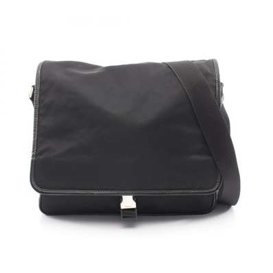 プラダ PRADA メッセンジャーバッグ ショルダーバッグ バッグ ナイロン サフィアーノレザー メンズ レディース ブラック系 【中古】
