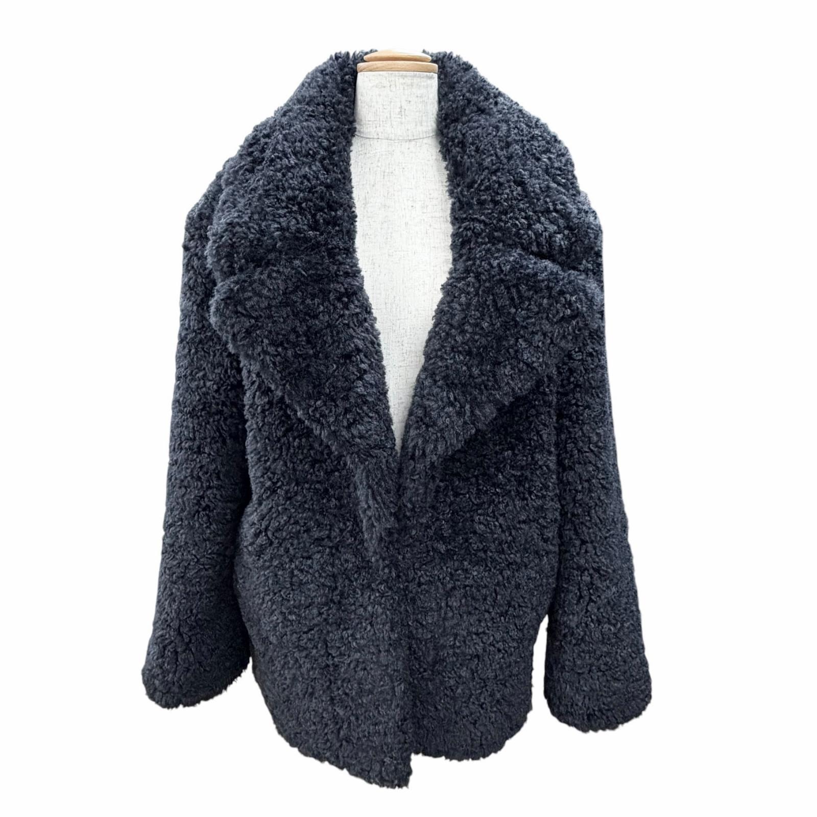 極美品 ステラマッカートニー フェイクファーコート グレー レディース 34