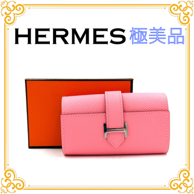 ■極美品■ HERMES エルメス ベアン キーケース Hロゴ コンスタンス 4連 ヴォーエプソン ピンク シルバー金具 レザー 箱付き レディース