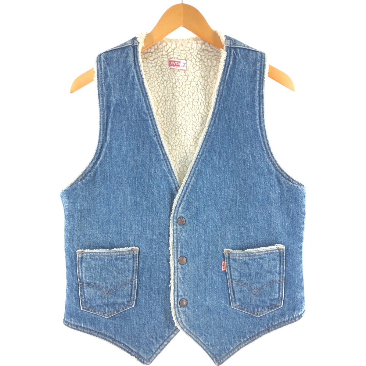 古着 70年代 リーバイス Levi's オレンジタブ デニムボアベスト メンズM相当 ヴィンテージ/eaa523638