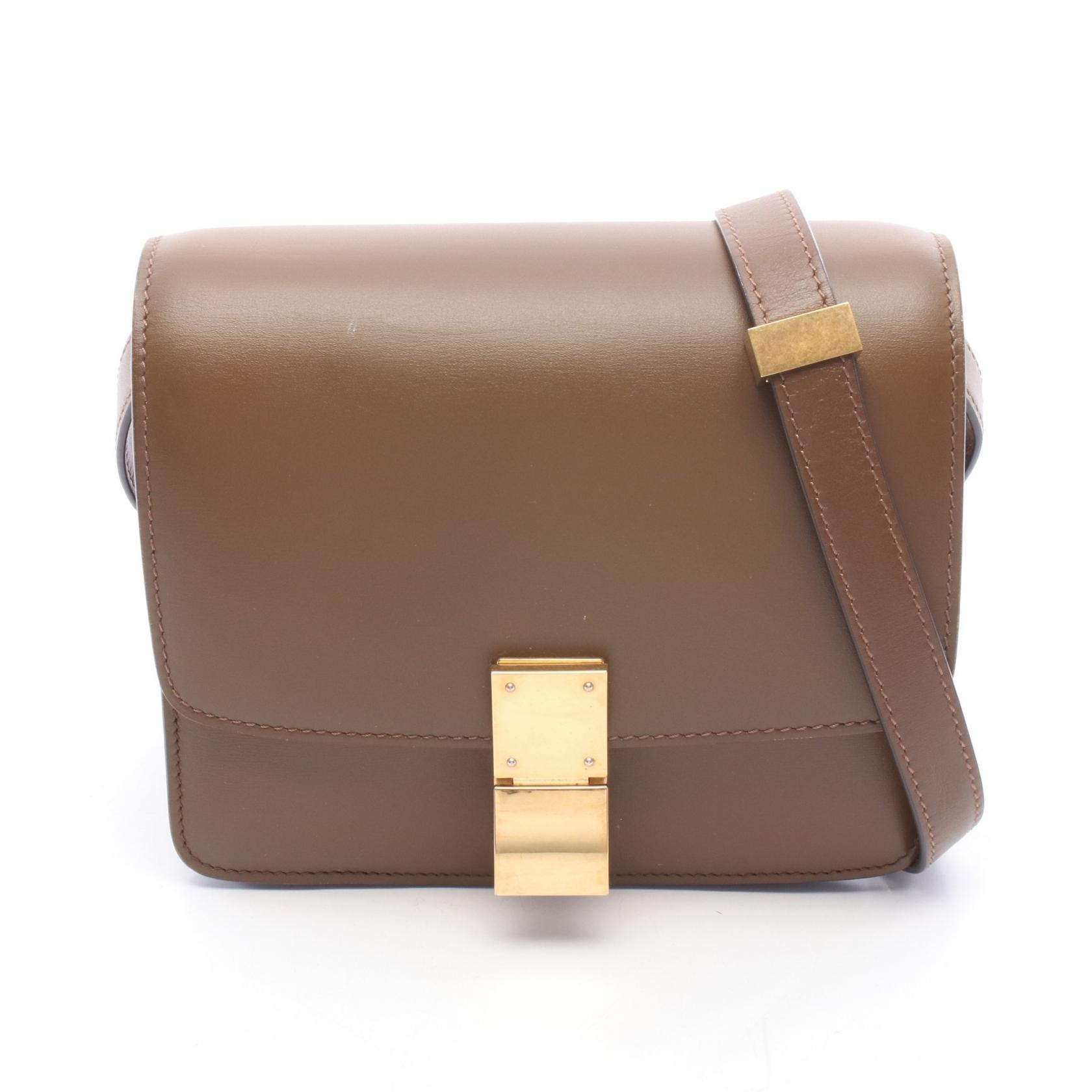 セリーヌ CELINE クラシック ボックス スモール ショルダーバッグ バッグ レザー レディース ブラウン系 【中古】