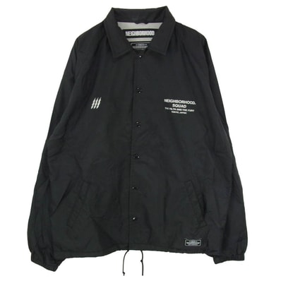 NEIGHBORHOOD ネイバーフッド 19SS 191TSNH-JKM01 SQUAD N-JKT ロゴ プリント ナイロン コーチ ジャケット ブラック系 L【中古】