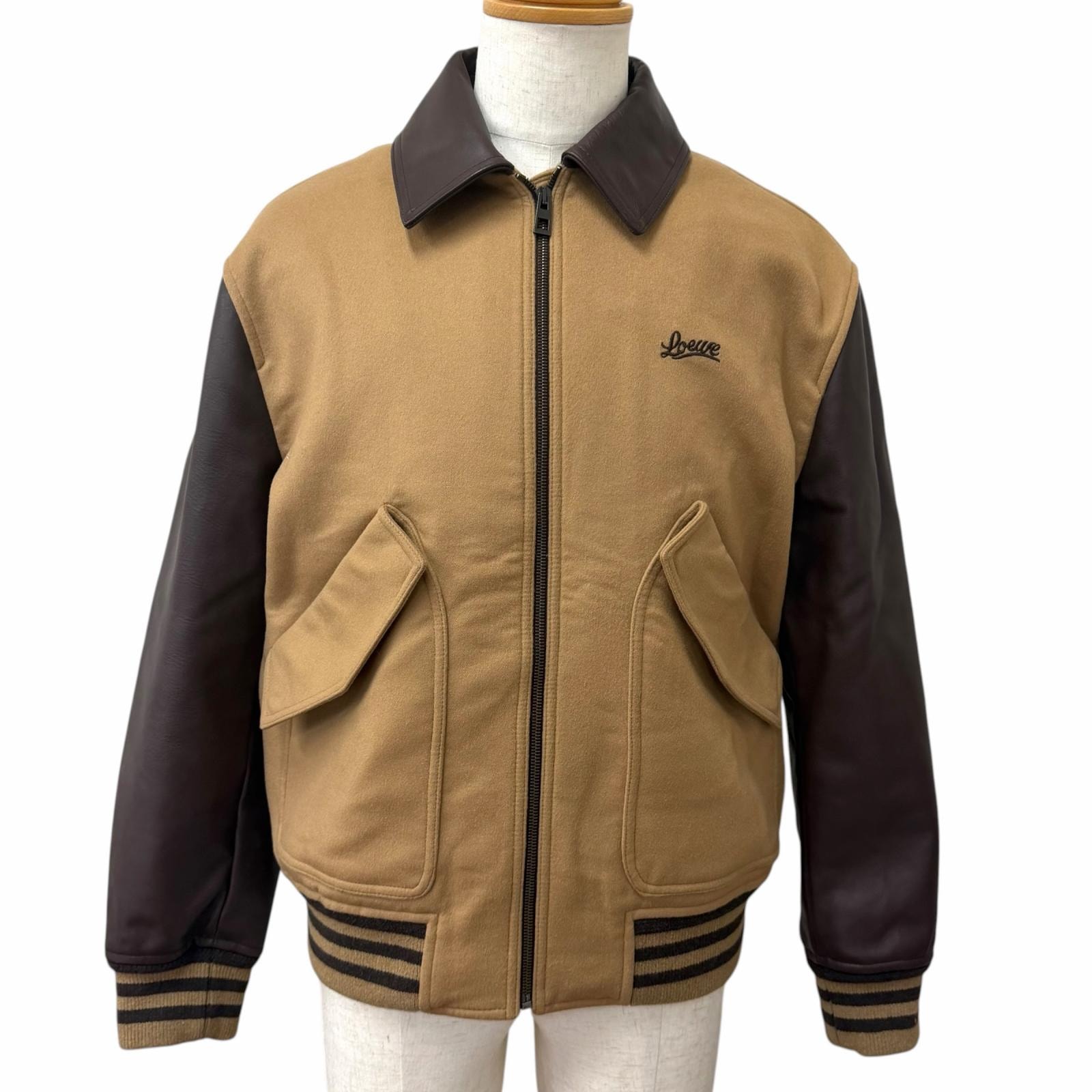 極美品 ロエベ スタジャン ベージュ メンズ 46 H800Y02X26
