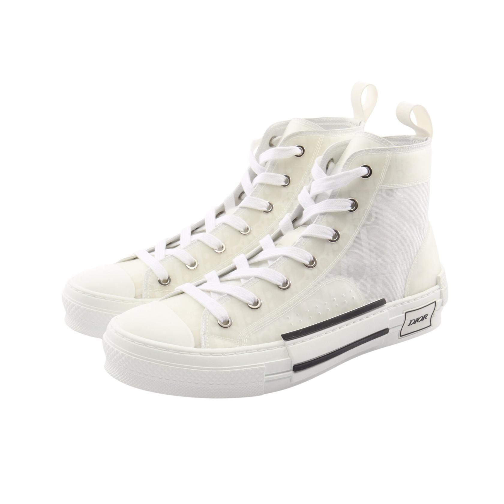 ディオール Dior B23 HIGH オブリーク スニーカー 靴 メッシュ メンズ ホワイト系 【中古】
