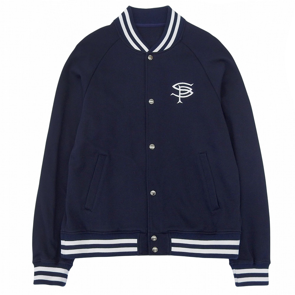 ソフネット 美品 COMPACT DOUBLE KNIT SP LOGO VARSITY JACKET ジャケット メンズ ネイビー M SOPH-242049 M