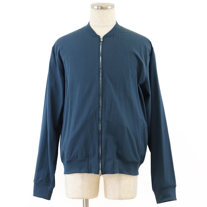 美品 エルメス シアーサッカー ブルゾン メンズ ブルー系 43/17 HERMES