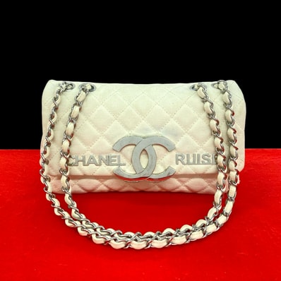 CHANEL シャネル クルーズコレクション マトラッセ ココマーク キャンバス ショルダーバッグ ホワイト
415-9
