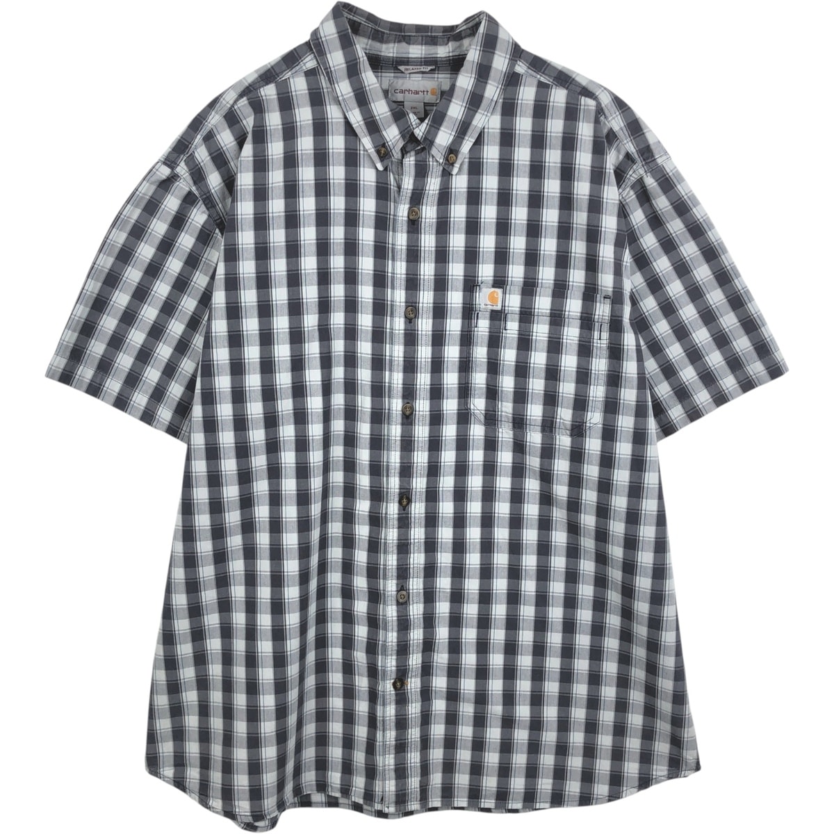 古着 カーハート Carhartt RELAXED FIT チェック柄 ボタンダウン 半袖 ワークシャツ メンズXXL相当/eaa653030